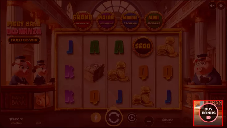 Piggy Bank Bonanza — Buy Bonus feature screen